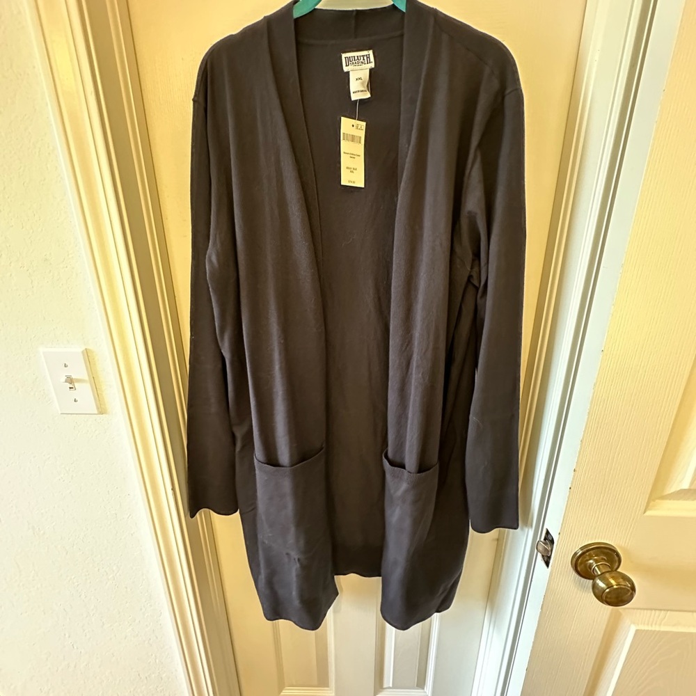 Duluth Trading Co Black Sweater Duster